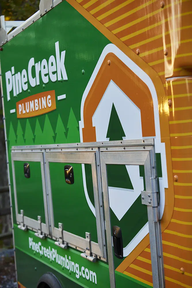 Closeup of Pine Creek Plumbing truck