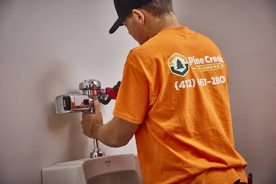 Pine Creek Plumber working inside Wexford, PA home